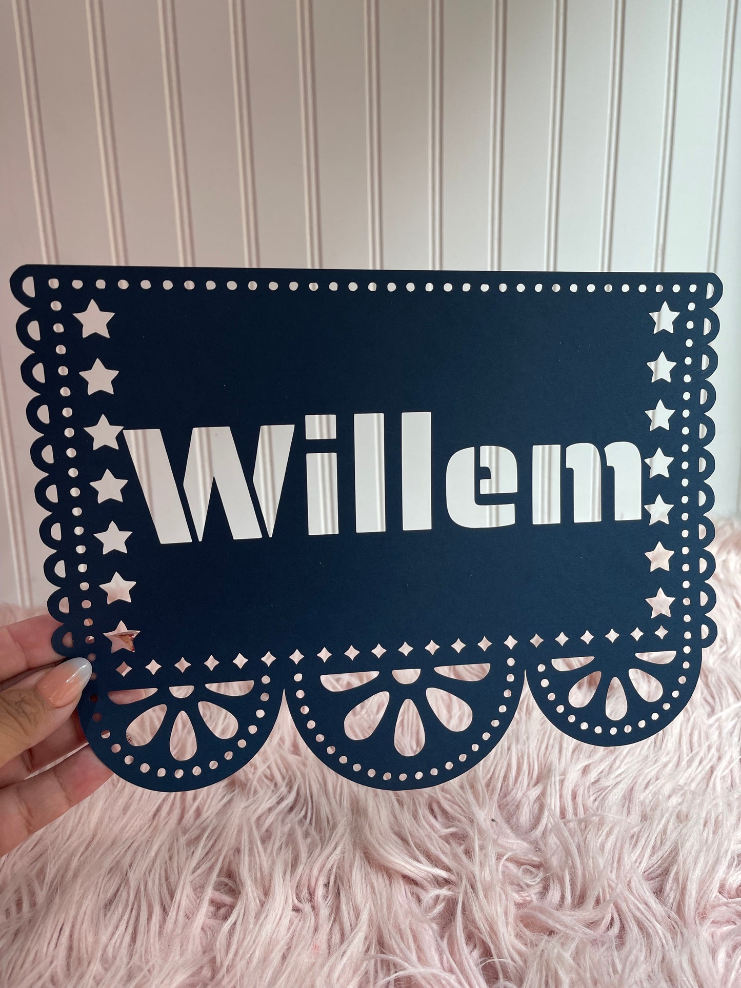 PERSONALIZED PAPEL PICADO ON CARSTOCK