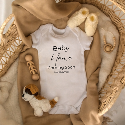 NEWBORN PERSONALIZED PREGNANCY ANNOUNCEMENT ONESIE