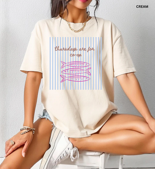 CREAM COLOR UNISEX OVERSIZED TEE "THURSDAYS"