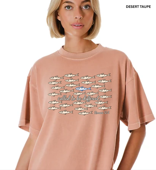 DESERT TAUPE COLOR UNISEX OVERSIZED TEE "CALLED TO BE DIFFERENT"