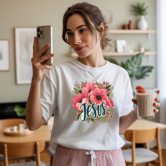 JESUS FLOWER UNISEX WHITE SHIRT