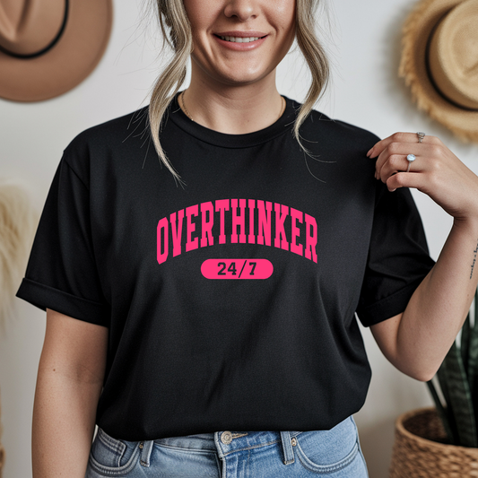 BLACK UNISEX OVERTHINKER 24/7 SHIRT