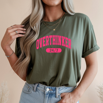 ARMY GREEN UNISEX OVERTHINKER 24/7 SHIRT