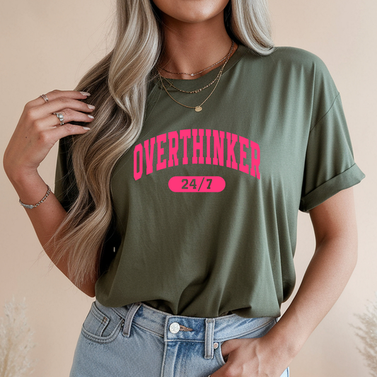 ARMY GREEN UNISEX OVERTHINKER 24/7 SHIRT