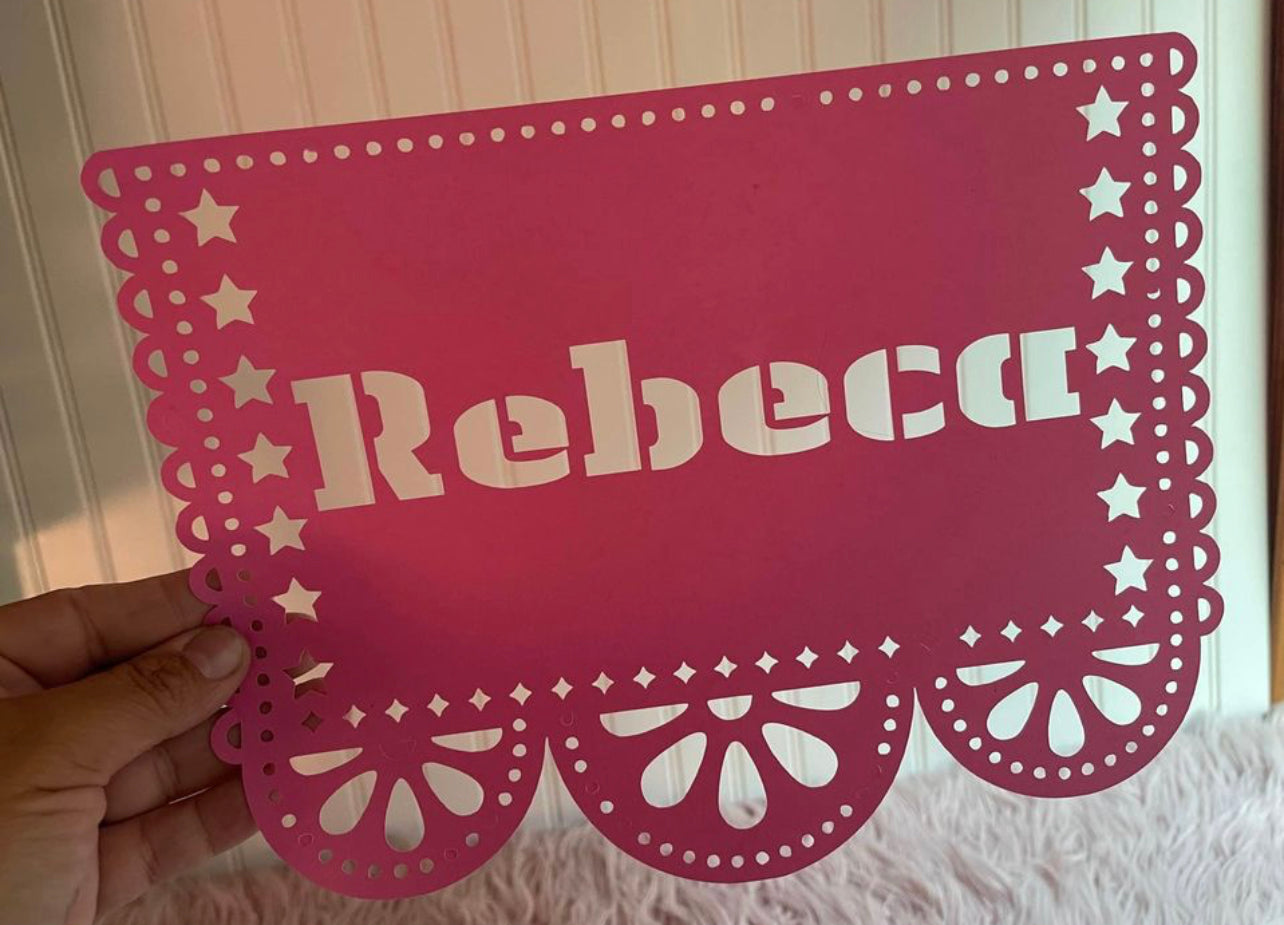 PERSONALIZED PAPEL PICADO ON CARSTOCK