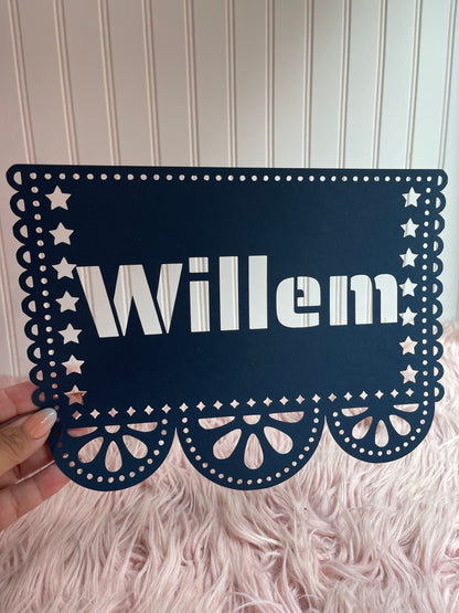 PERSONALIZED PAPEL PICADO ON CARSTOCK