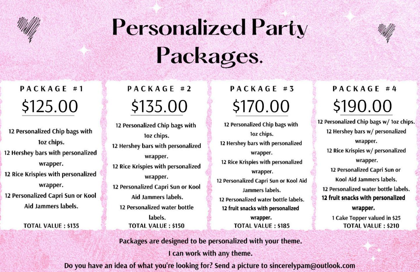 PERSONALIZED PARTY PACKAGES