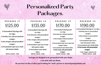 PERSONALIZED PARTY PACKAGES