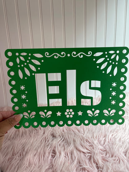 PERSONALIZED PAPEL PICADO ON CARSTOCK