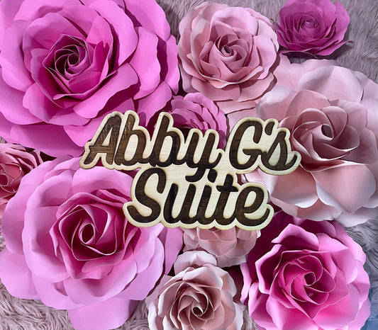 Set of paper flowers & wood sign
