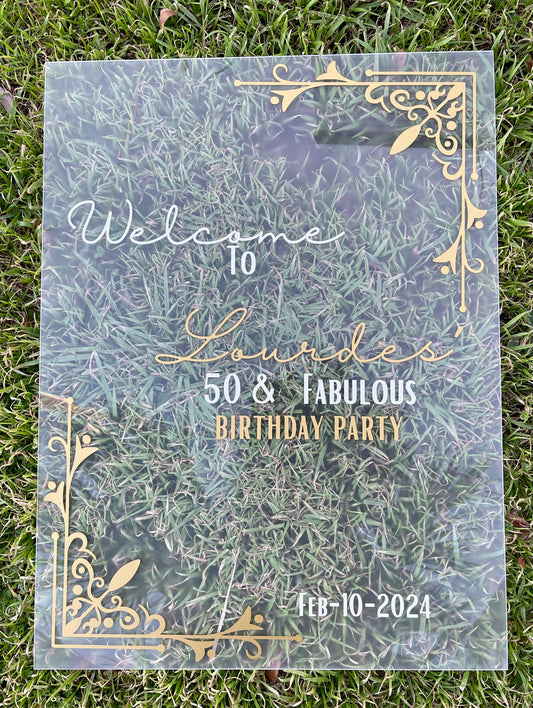 ACRYLIC WELCOME PARTY SIGN