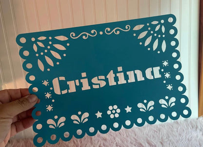 PERSONALIZED PAPEL PICADO ON CARSTOCK