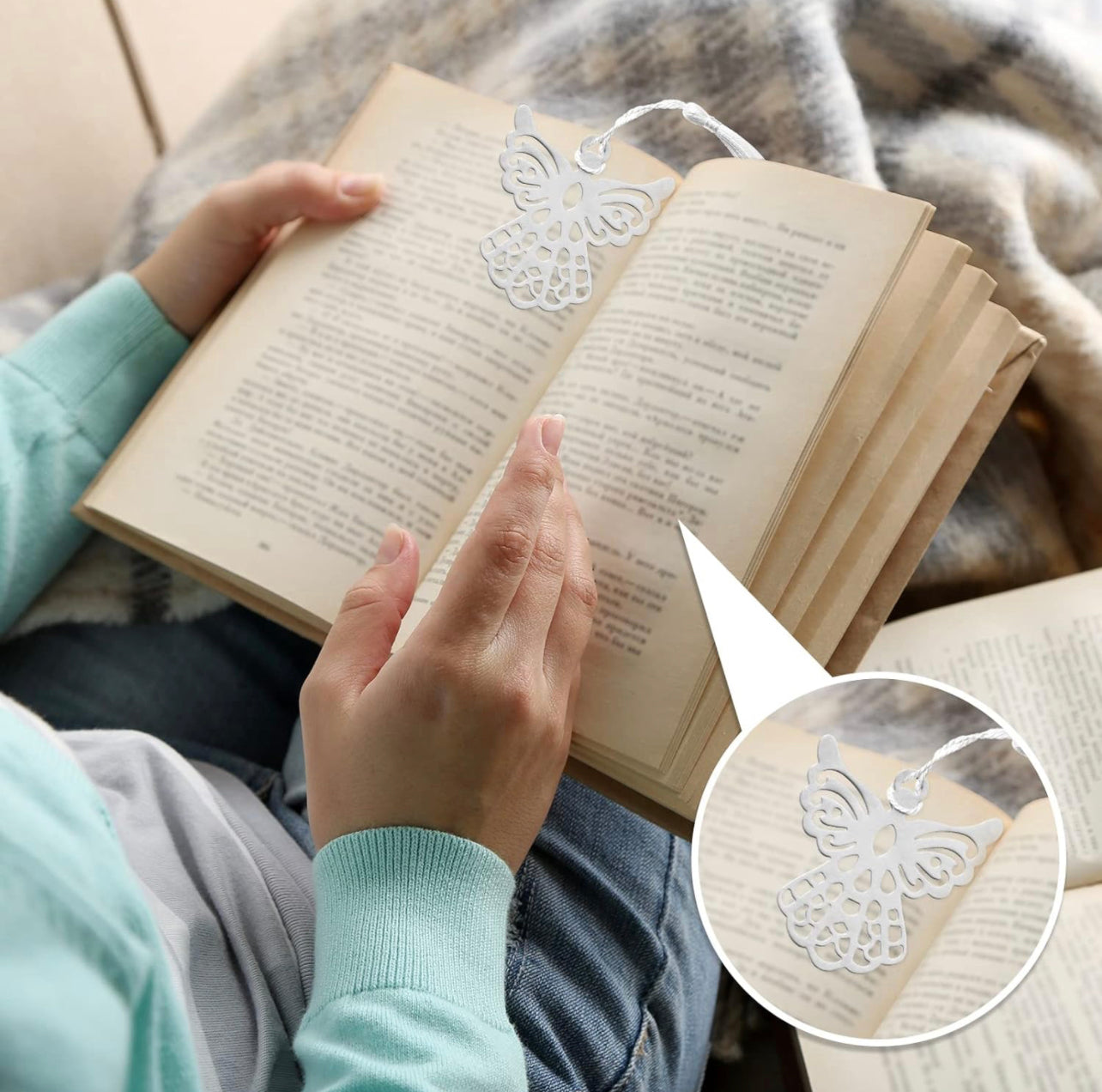 SET OF 12 PERSONALIZED ANGEL BOOKMARK FAVORS