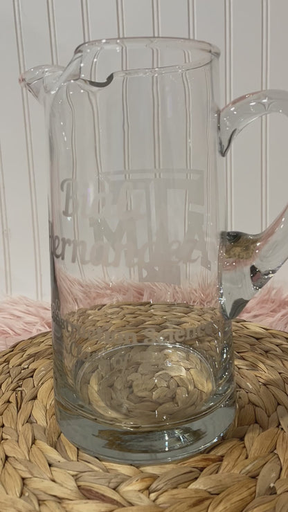 CUSTOM 90oz GLASS TALL PITCHER WITH HANDLE